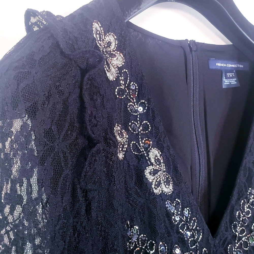 NWT FRENCH CONNECTION Lace Long Sleeve Mini Dress - Picture 11 of 12
